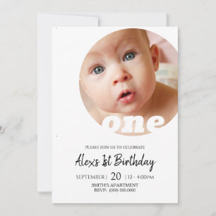 Invitation Photo de premier anniversaire minimal