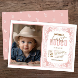 Invitation photo de première fille rose - Wester