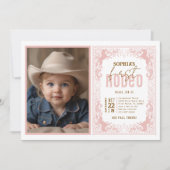 Invitation photo de première fille rose - Wester (Devant)