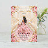 Invitation photo de princesse douce 16 ans rose et (Debout devant)