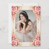Invitation photo de princesse douce 16 ans rose et (Dos)