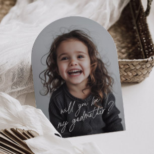 Invitation Photo de proposition manuscrite de marraine Arch