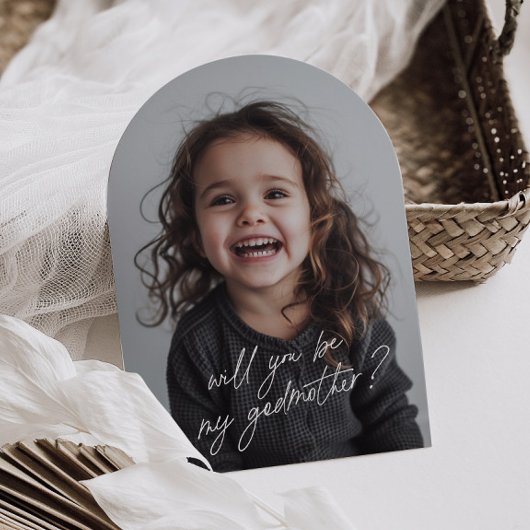 Invitation Photo de proposition manuscrite de marraine Arch