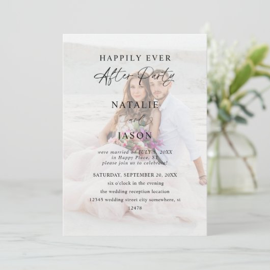 Invitation Photo de réception de mariage après la fête (Debout devant)