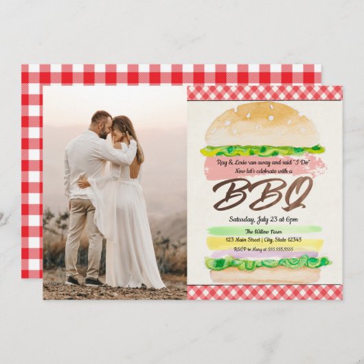 Invitation photo de réception de mariage BBQ (Devant / Derrière)