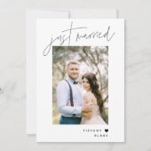 Invitation Photo de réception de mariage élégant Just Married (Devant)