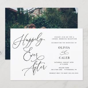 Invitation Photo de réception de mariage « Heureux pour toujo