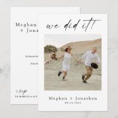 Invitation photo de réception de mariage minimalis (Devant / Derrière)