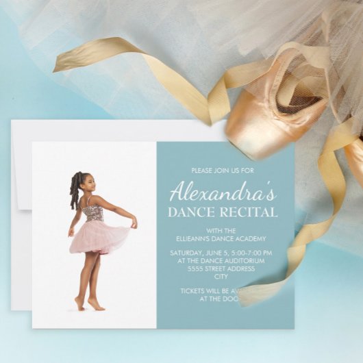 Invitation Photo de récital de danse bleu