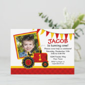 Invitation photo de Red Tractor 1er anniversaire (Debout devant)