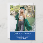 Invitation Photo de remise de diplôme Bleu Blanc Diplômé Form (Devant)