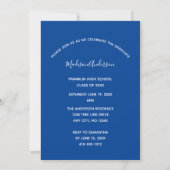 Invitation Photo de remise de diplôme Bleu Blanc Diplômé Form (Dos)