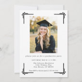 Invitation Photo de remise de diplôme classique noir et blanc (Dos)