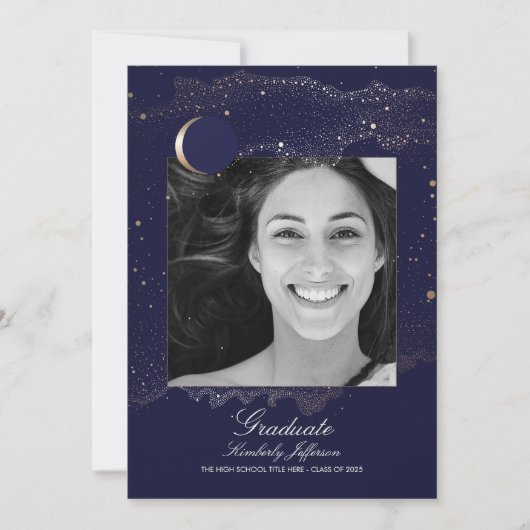 Invitation Photo de remise de diplôme Croissant de Lune et Nu (Devant)