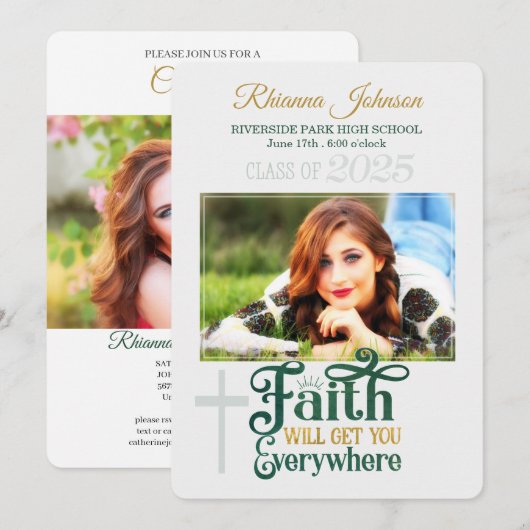 Invitation Photo de remise de diplôme de la promotion chrétie (Devant / Derrière)