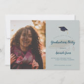 Invitation Photo de remise de diplôme élégante avec monogramm (Dos)