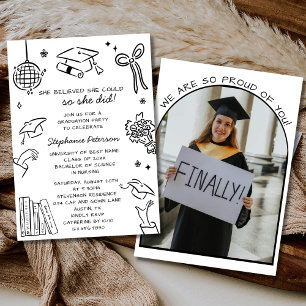 Invitation Photo de remise de diplôme en noir et blanc avec g