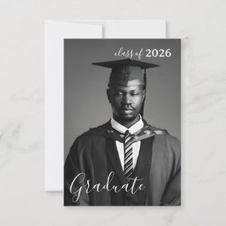 Invitation Photo de remise de diplôme minimaliste en noir et