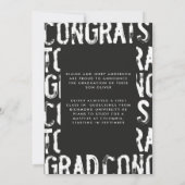 Invitation Photo de remise de diplôme moderne en noir et blan (Dos)