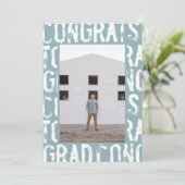 Invitation Photo de remise de diplôme simple et grungy bleu c (Debout devant)