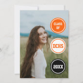 Invitation Photo de remise des diplômes Cercles orange (Devant)