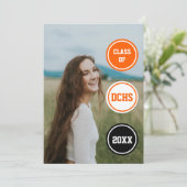 Invitation Photo de remise des diplômes Cercles orange (Debout devant)