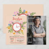 Invitation Photo de retraite féminine hors du temps floral am (Devant / Derrière)
