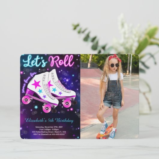 Invitation photo de roller skating (Debout devant)