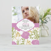Invitation photo de roses roses (Debout devant)