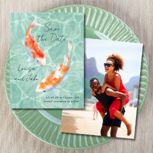 Invitation Photo de sauvegarde de date de paire de koi tropic