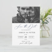 Invitation Photo de sauvegarde de script noir et blanc modern (Debout devant)