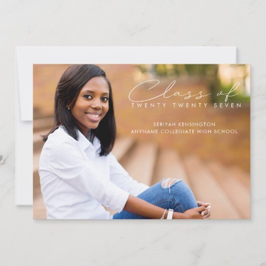 Invitation Photo de script de remise de diplômes élégant mode (Devant)