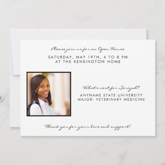 Invitation Photo de script de remise de diplômes élégant mode (Dos)