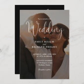 Invitation Photo De Script Élégant Moderne Tout En Un Mariage (Devant / Derrière)
