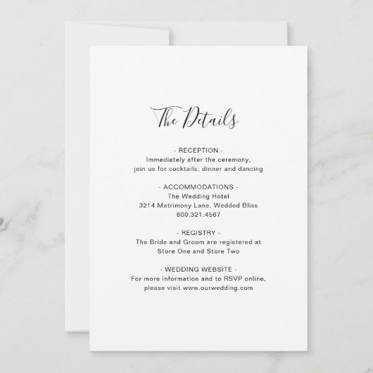 Invitation Photo De Script Élégant Moderne Tout En Un Mariage (Dos)