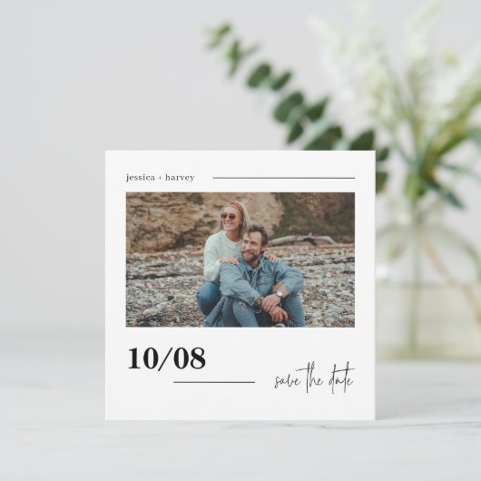 Invitation Photo De Script Minimal Moderne Enregistrer La Dat (Debout devant)