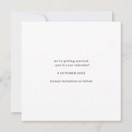 Invitation Photo De Script Minimal Moderne Enregistrer La Dat (Dos)