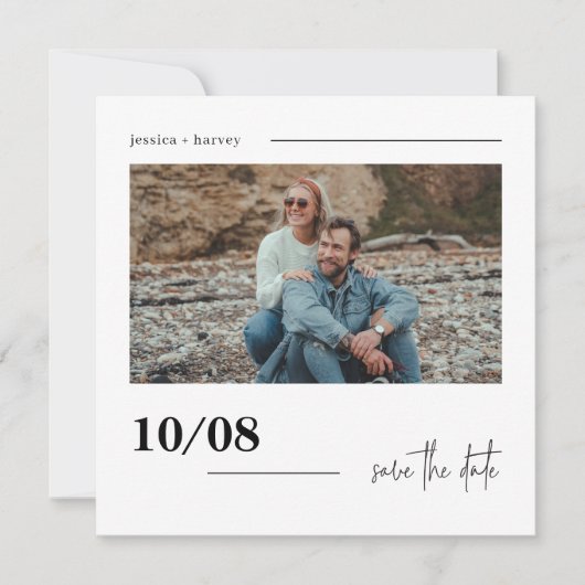 Invitation Photo De Script Minimal Moderne Enregistrer La Dat (Devant)