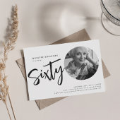 Invitation Photo de script moderne 60e anniversaire noir et b