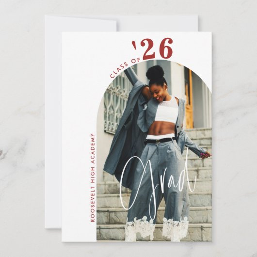 Invitation Photo de script moderne chic 2024 Minimal Grad Par (Devant)