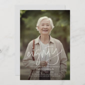 Invitation Photo de script moderne minimal 80e anniversaire (Devant / Derrière)