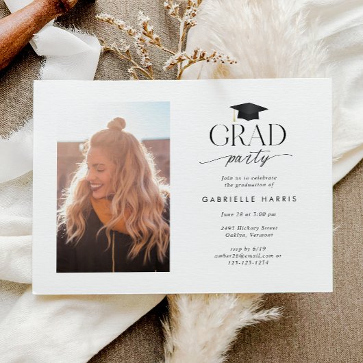 Invitation Photo de script moderne noir et blanc