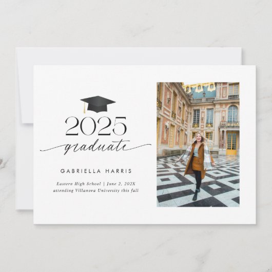 Invitation Photo de script moderne noir et blanc | 2 côtés (Devant)