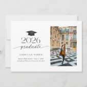 Invitation Photo de script moderne noir et blanc | 2 côtés (Devant)