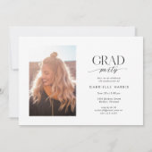 Invitation Photo de script moderne noir et blanc | 2 côtés (Dos)