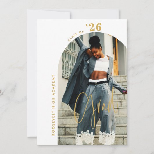 Invitation Photo de script or moderne 2024 Grad Party minimum (Devant)