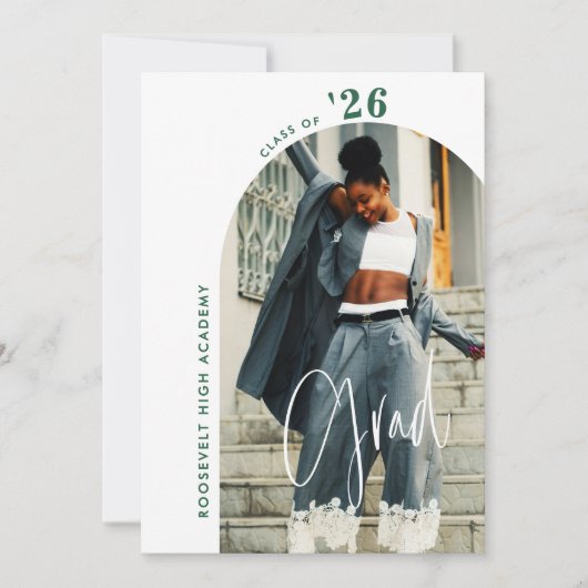 Invitation Photo de script vert moderne 2024 Minimal Grad Par (Devant)