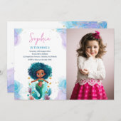 Invitation Photo de sirène afro-américaine anniversaire (Devant / Derrière)