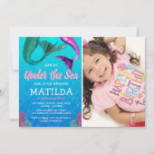 Invitation Photo de sirène Sous la piscine d'anniversaire (Devant)