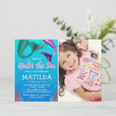 Invitation Photo de sirène Sous la piscine d'anniversaire (Debout devant)